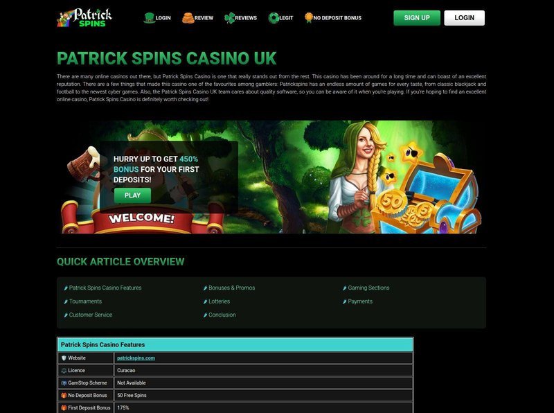 Introduction to patrickspins casino login